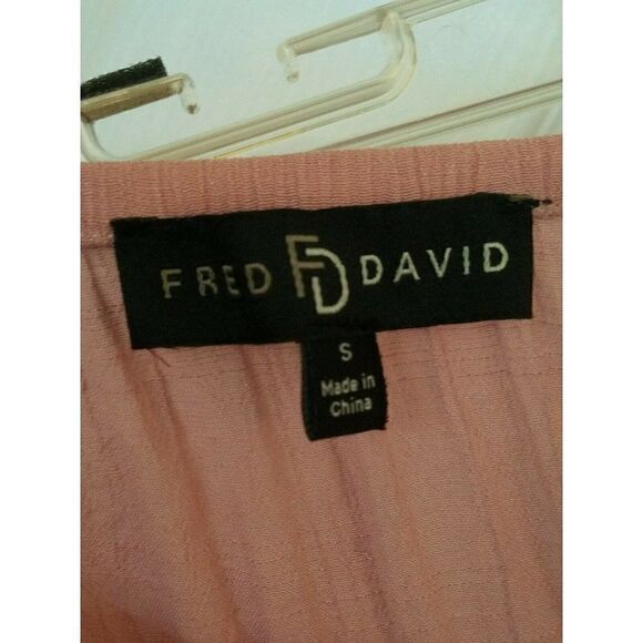 Fred David Top Blouse Peasant Cottagecore Pink Ruffle Lace Womens Small - Picture 4 of 5